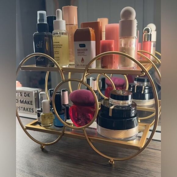 Gold Metal Bow shaped Glass Top Rack - Picture 6 of 6